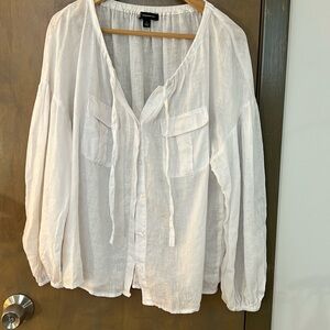 INC Pure Linen White Blouse